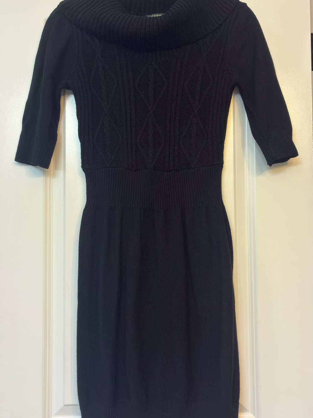 Women's Black Knit Sweater Dress with Cowl Neck
